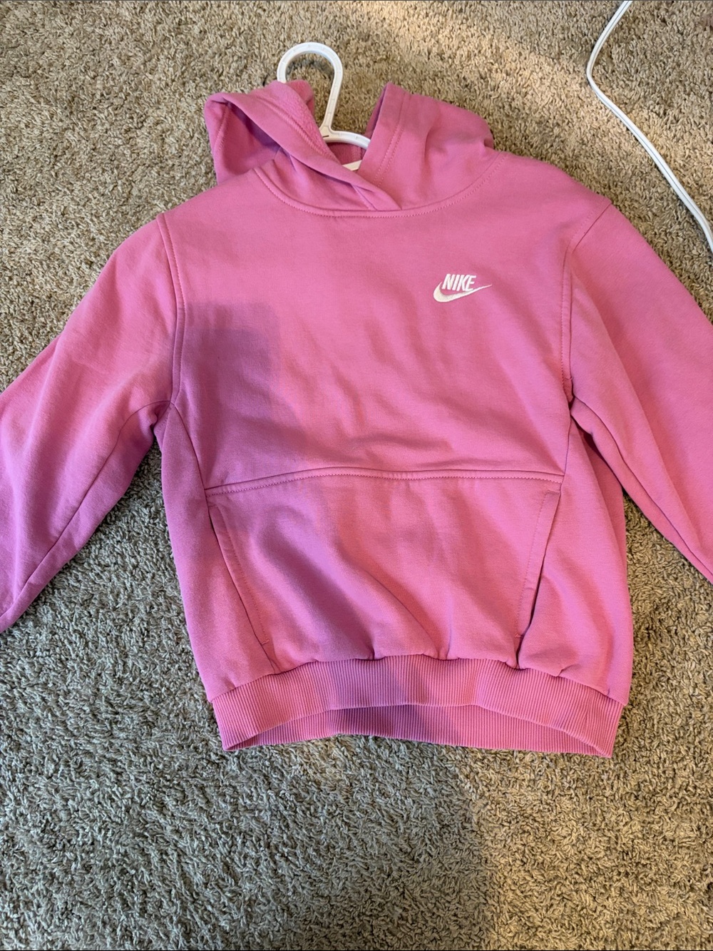 Nike Kids Pink Pullover Hoodie with White Logo